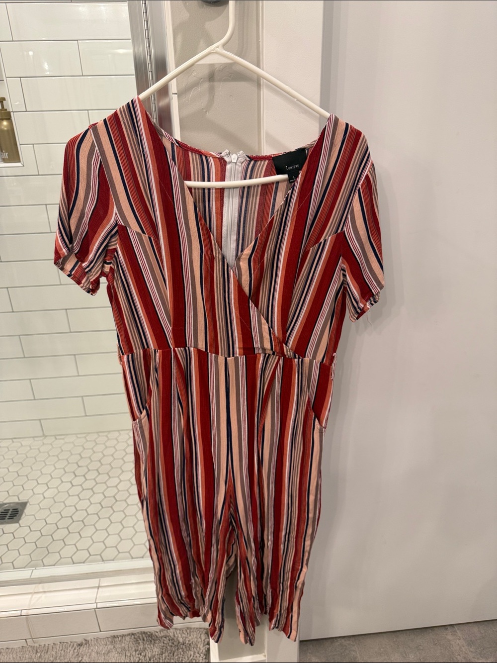 Striped Red and Blue One-Piece Romper